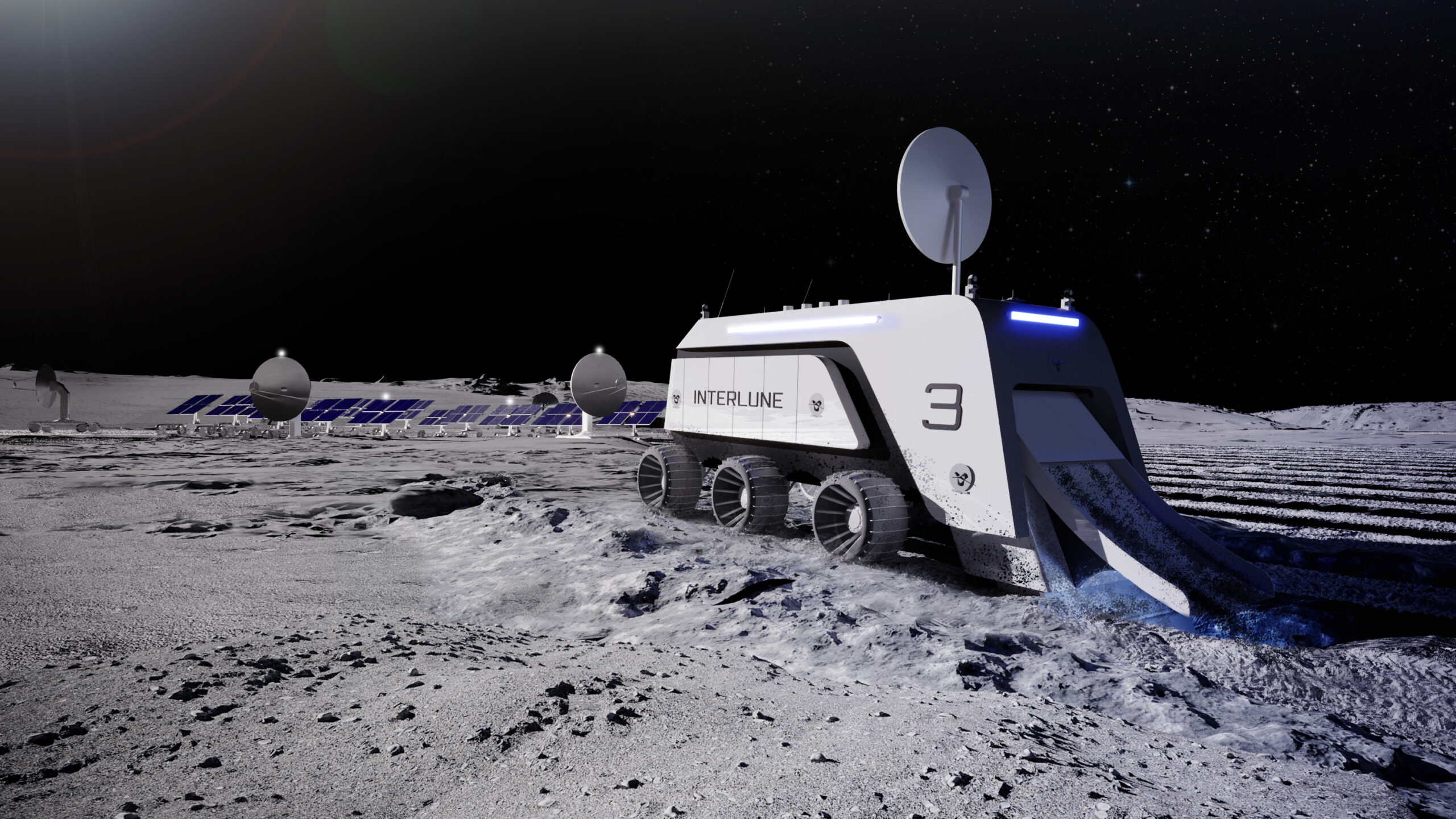 Render de protoripo de extracción lunar de Helio-3. Interlune.